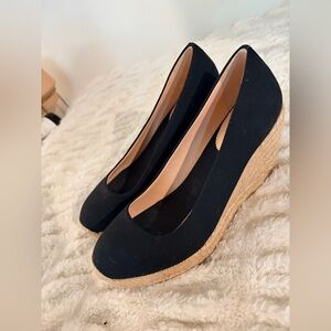 Black Wedge Espadrille Shoes J Crew sz 7